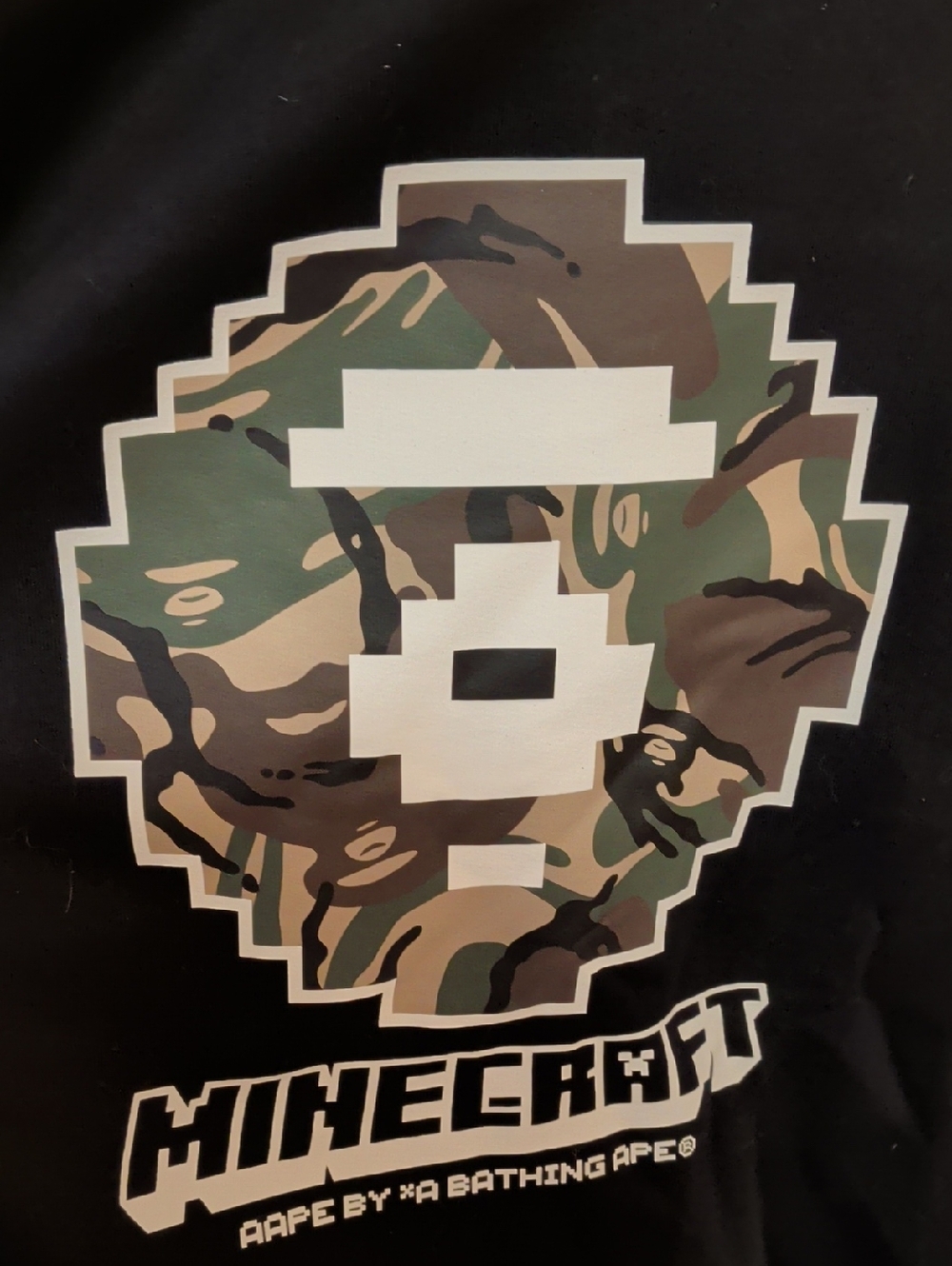 New AAPE X Minecraft Camo Black Sweatshirt - Picture 5 of 12